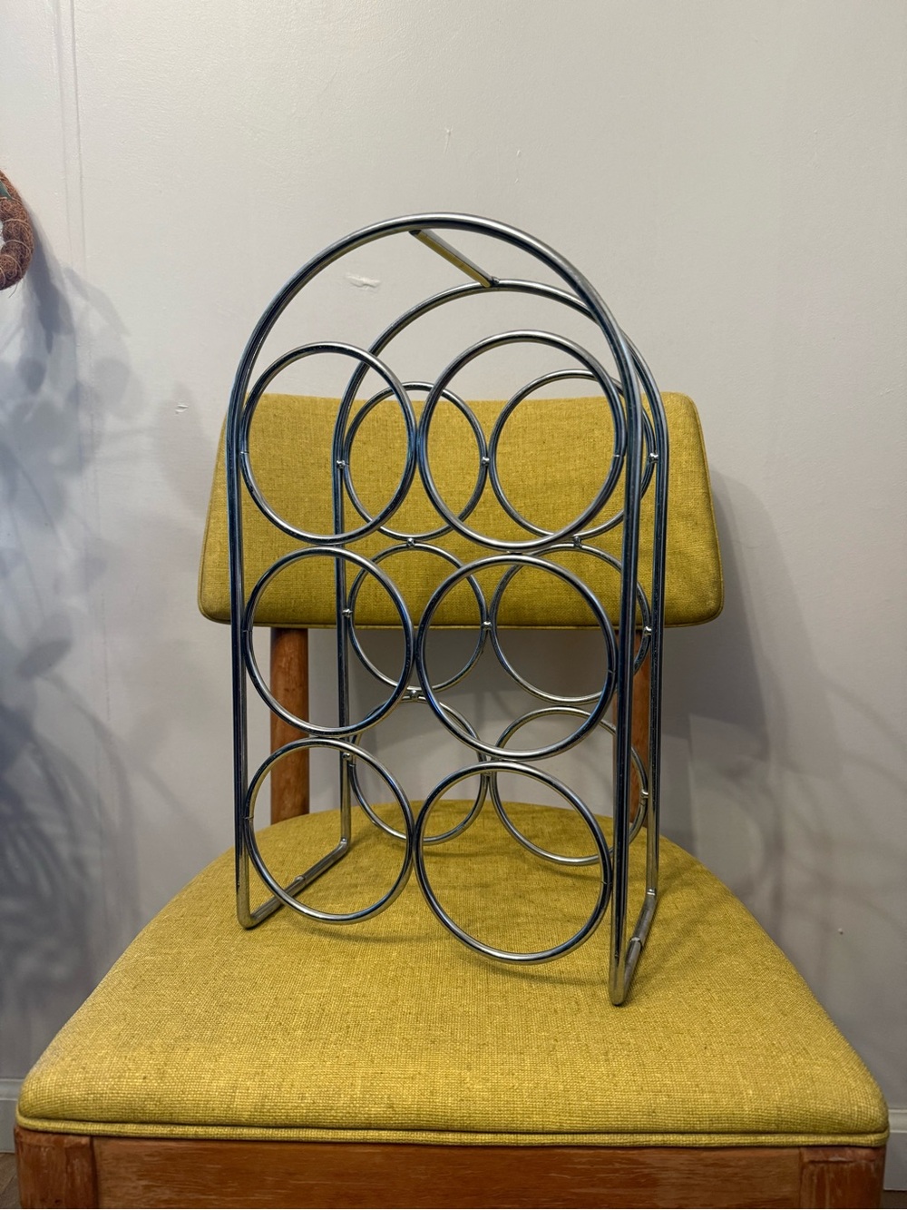 Mid century modern Chrome Metal Wine rack